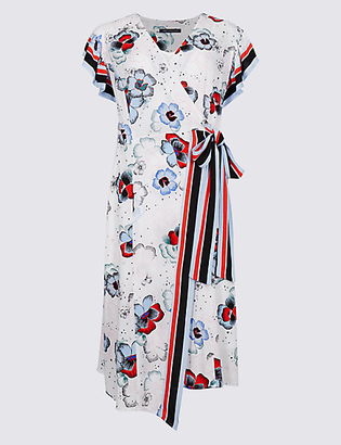 M&S Collection Floral Print Wrap Shift Midi Dress