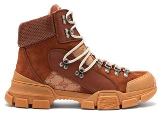 Gucci - Flashtrek Leather High Top Trainers - Womens - Brown