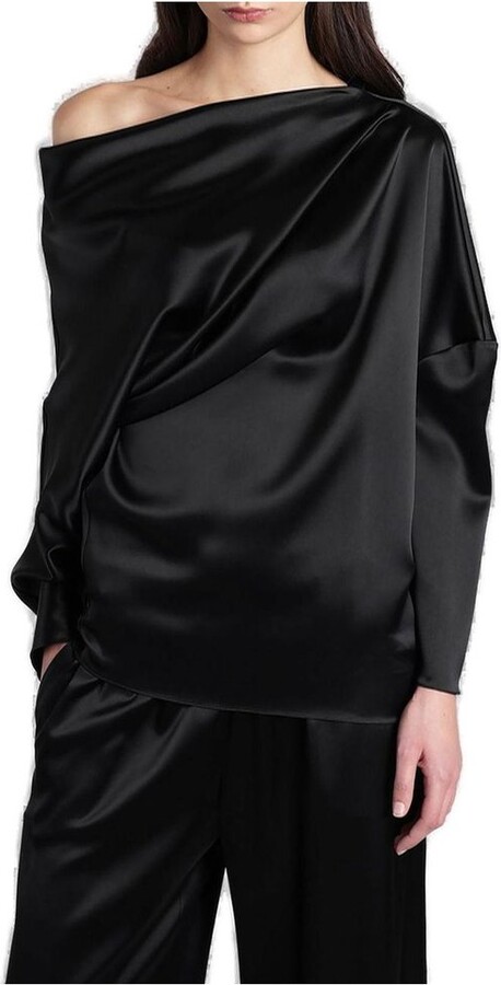Gianluca Capannolo Maja Long-Sleeved Draped Blouse