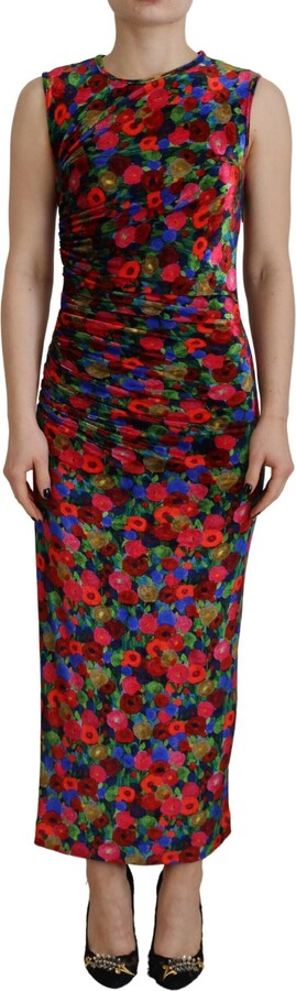 DSQUARED2 ² Floral Bodycon Ruched Maxi Women's Dress (Pre-Owned)