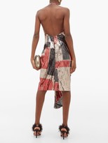 Thumbnail for your product : Halpern Geometric Ruched Sequinned Halterneck Dress - Red Print