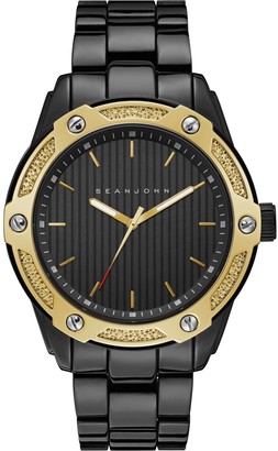 Sean John Men's Goldtone Black Bracelet Watch