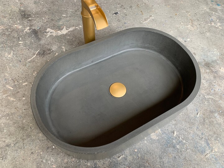 Etsy Dark Gray Oval Concrete Bathroom Sink Vessel Wash Basin