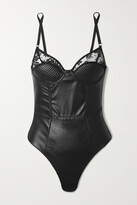 Thumbnail for your product : Fleur Du Mal Bebe Lace-trimmed Vegan Leather Underwired Bodysuit - Black