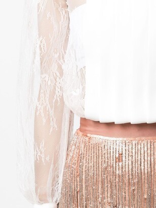 Elisabetta Franchi Embellished-Fringe Lace Dress