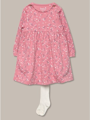 M&Co Spotted dress and tights set (Newborn-18mths)