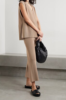 Thumbnail for your product : By Malene Birger Belis Cropped Ribbed-knit Straight-leg Pants - Brown