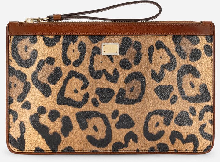 Tyler Ellis Women's Perry Clutch Small Hair Calf with Gold Hardware - Leopard