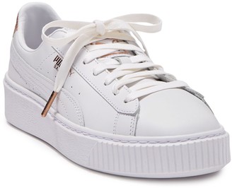 puma white basket platform