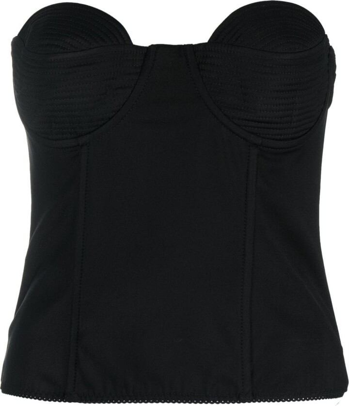 Jaded Rose strapless corset top in black PU