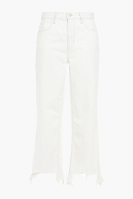 J Brand - Joan cropped distressed high-rise wide-leg jeans - White - 32