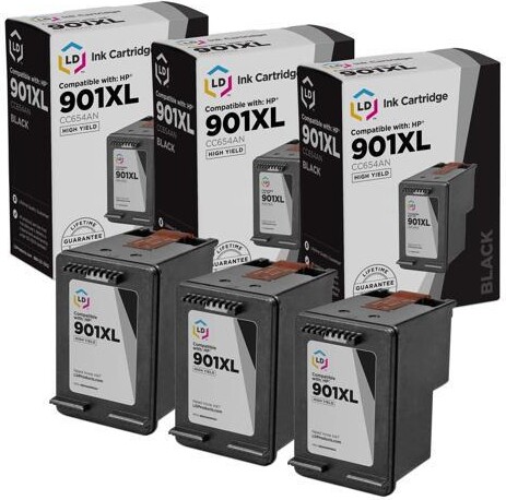 LD Products Remanufactured Ink Cartridge Replacement for HP 901 CC653AN (Black, 3-Pack)