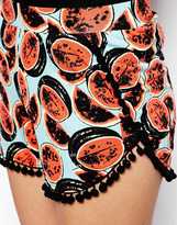 Thumbnail for your product : ASOS Shorts In Watermelon Print And Pompoms