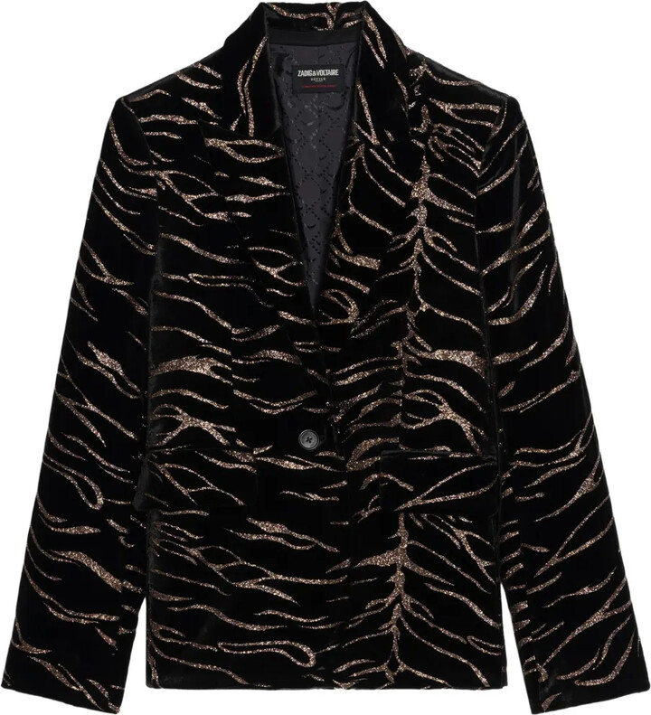 Zadig & Voltaire Vavy tiger-stripe velvet blazer