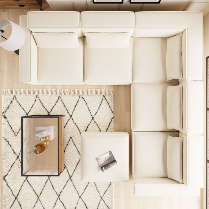 Dunelm Modular Arne Natural Luna Fabric Corner Sofa With Footstool