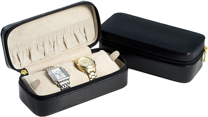 Bey-Berk Black Lizard Leather Watch Case