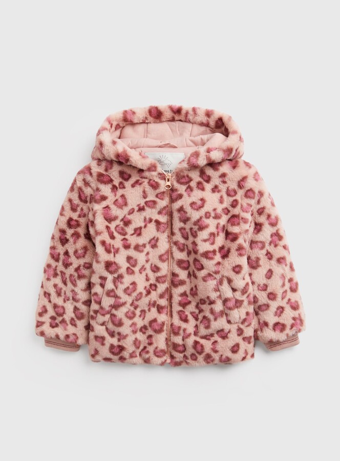 Pink Tu Kidswear Sale Tu Pink Pink Leopard Print Faux Fur Coat