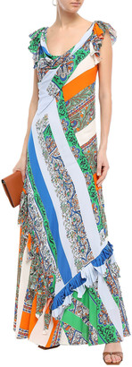 Tory Burch Grand Voyage Ruffled Printed Voile Maxi Dress