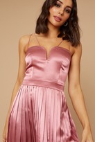 Thumbnail for your product : Little Mistress Rory Deep Mink Satin Pleated Hem Midaxi Dress