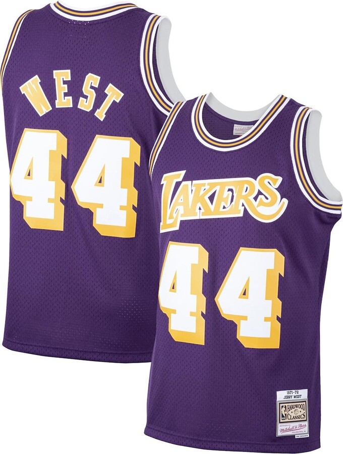 Mitchell & Ness 1971 Men's Los Angeles Lakers Jerry West #44 NBA 75th  Anniversary Silver Swingman Jersey