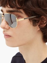 Thumbnail for your product : Cartier Santos De Aviator Metal Sunglasses - Gold