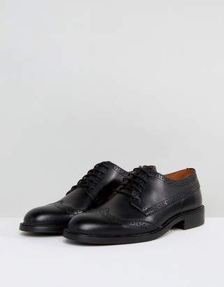 Selected Baxter Leather Brogue Shoes In Black