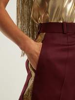 Thumbnail for your product : Hillier Bartley Bathorea Faux Snake-trimmed Wool-blend Trousers - Womens - Burgundy Multi