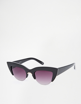 ASOS Half Frame Flat Top Cat Eye Sunglasses - Black