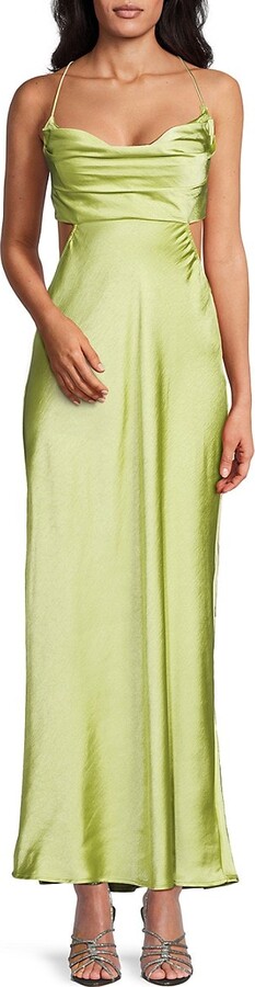 Bebe Satin Cut-Out Midi-Dress