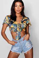 Thumbnail for your product : boohoo Tie Front Printed Western Shirt
