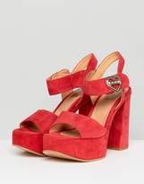 Thumbnail for your product : Love Moschino Heart Buckle Heeled Platform Sandal