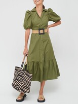 Thumbnail for your product : River Island Shortsleeve Poplin Shirt Midi Dress-khaki