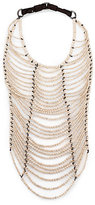 Thumbnail for your product : Brunello Cucinelli River Stone, Silver & Leather Breastplate Necklace