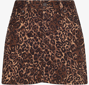 Levi's Womens Cat Eyes Icon Leopard-Print Denim Mini Skirt 29