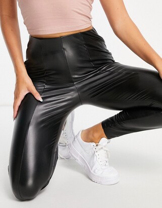Vila leather look leggings in black - ShopStyle Plus Size Trousers
