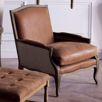 OKA Burford French Style Tobacco Leather Armchair