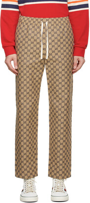 Gucci Beige & Navy Canvas GG Trousers