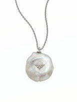 Thumbnail for your product : Judith Ripka White Coin Pearl, White Sapphire & Sterling Silver Pendant Necklace