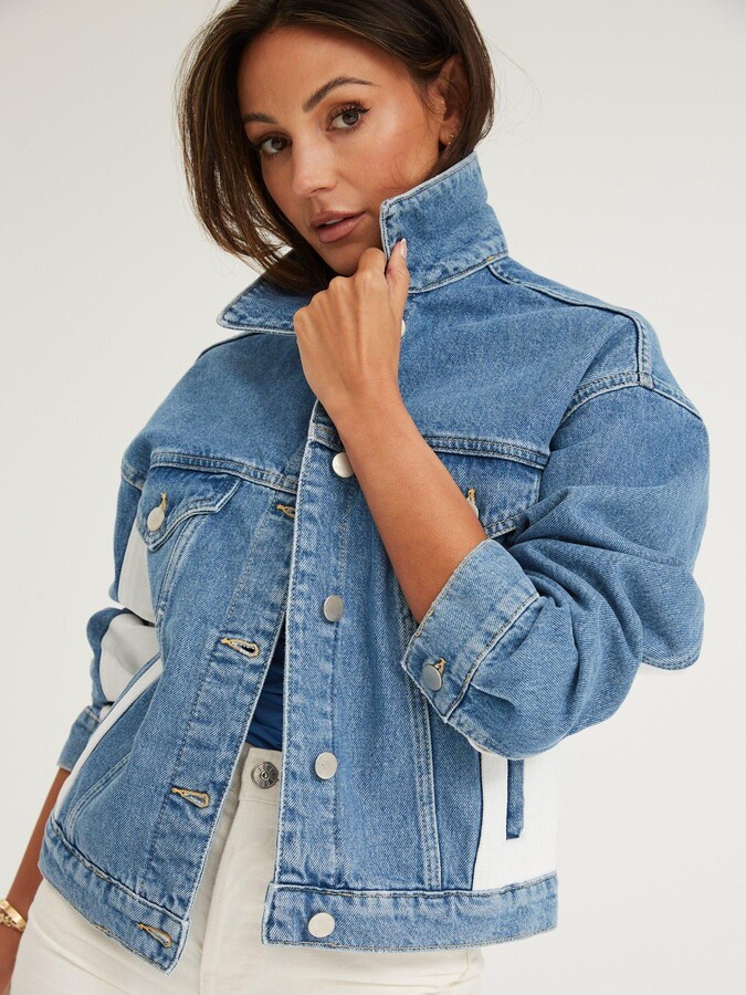 Michelle Keegan Colour Block Denim Jacket - Blue - ShopStyle