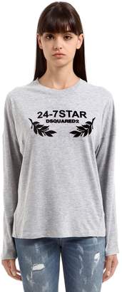 DSQUARED2 Flock Printed Cotton Jersey T-shirt