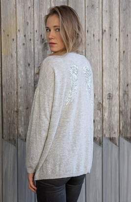 Luella Sequin Cashmere Angel Wings Sweater - Silver / One Size