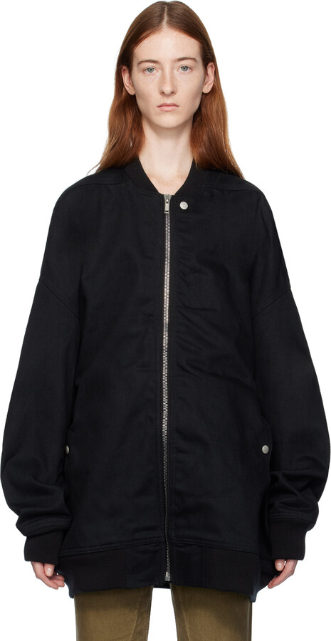 Rick Owens Black Jumbo Flight Bomber Jacket - ShopStyle