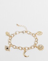 Thumbnail for your product : ASOS DESIGN charm bracelet with celestial charms in gold tone