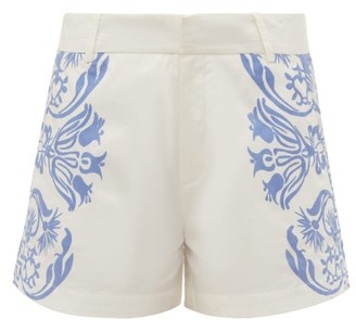 Le Sirenuse, Positano - Printed Cotton-poplin Shorts - Blue White