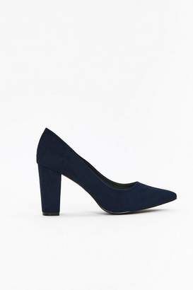 Wallis **Navy Pointed Block Heel Court Shoe