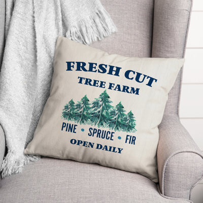 Fresh Cut Tree Farm Square Pillow Cover and Insert