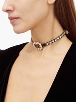 Thumbnail for your product : Gucci GG Crystal-embellished Leather Choker - Black Gold