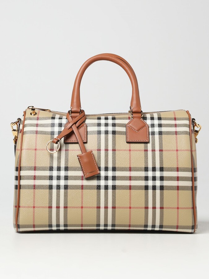 Burberry bowling bag in coated cotton with Vintage Check - ShopStyle