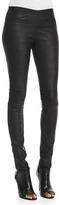 Thumbnail for your product : Milly Python-Embossed Leather Leggings