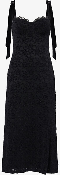 Pretty Lavish Womens Black Serephina Lace-Overlay Midaxi Dress 12